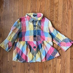 Damee Lightweight Plaid Peplum Jacket